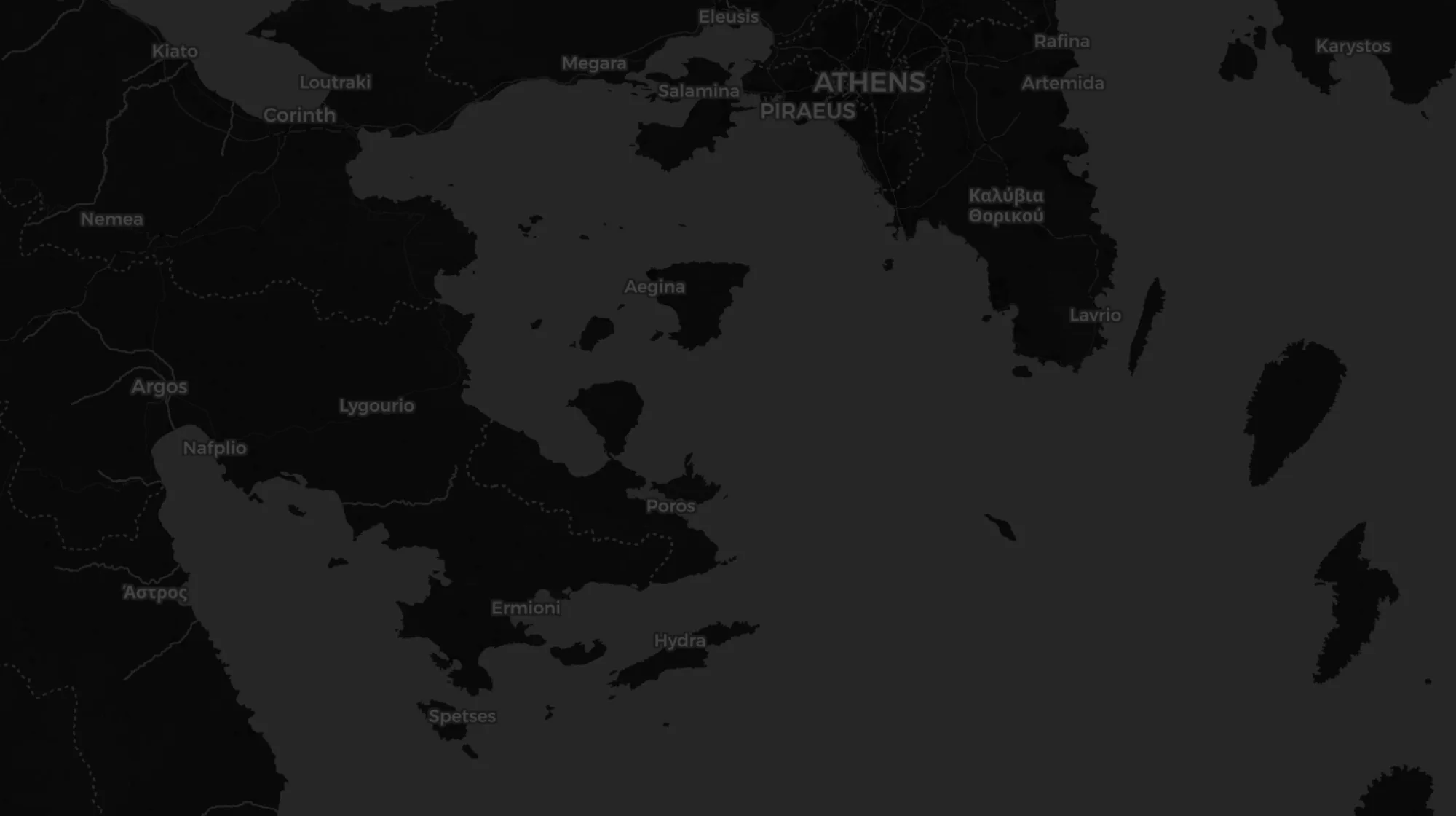 Saronic route map — Piraeus to Porto Heli to Athens, day-numbered waypoints