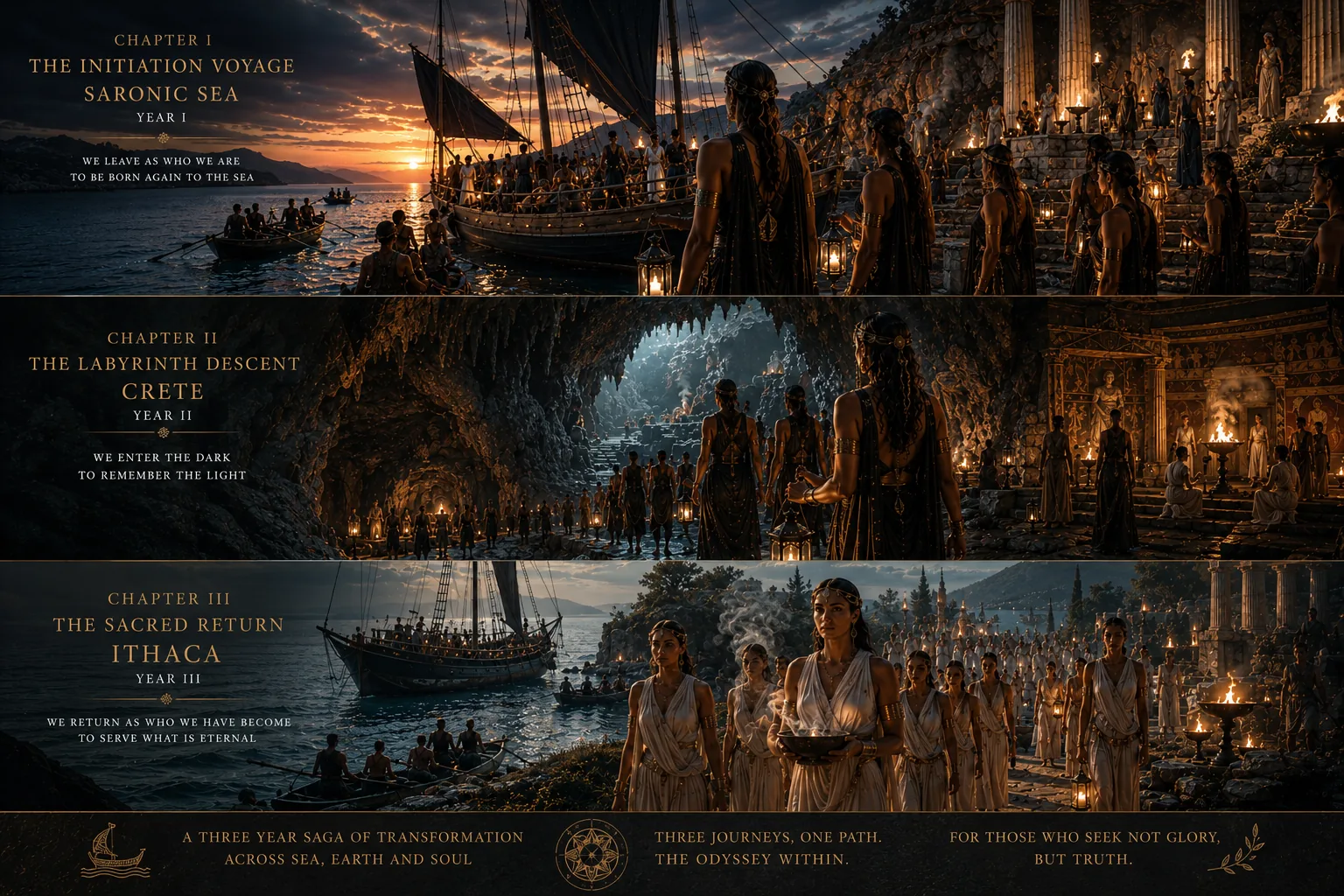 The wider Odyssey arc &mdash; storyboard triptych